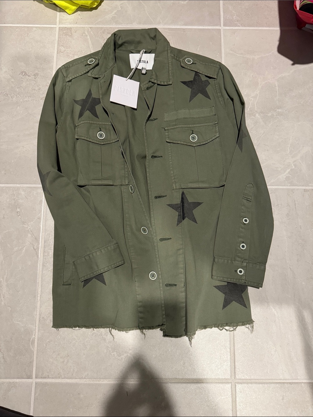 pistola Olive Green Star Print Utility Jacket